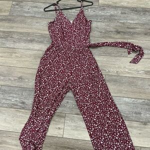Kaileigh Maroon Patterned Jumpsuit